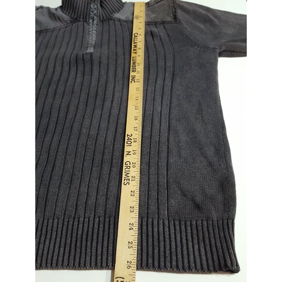 BKE Buckle Quarter Zip Sweater Men Size L Mock Neck Distressed Style Long Sleeve - Picture 3 of 13